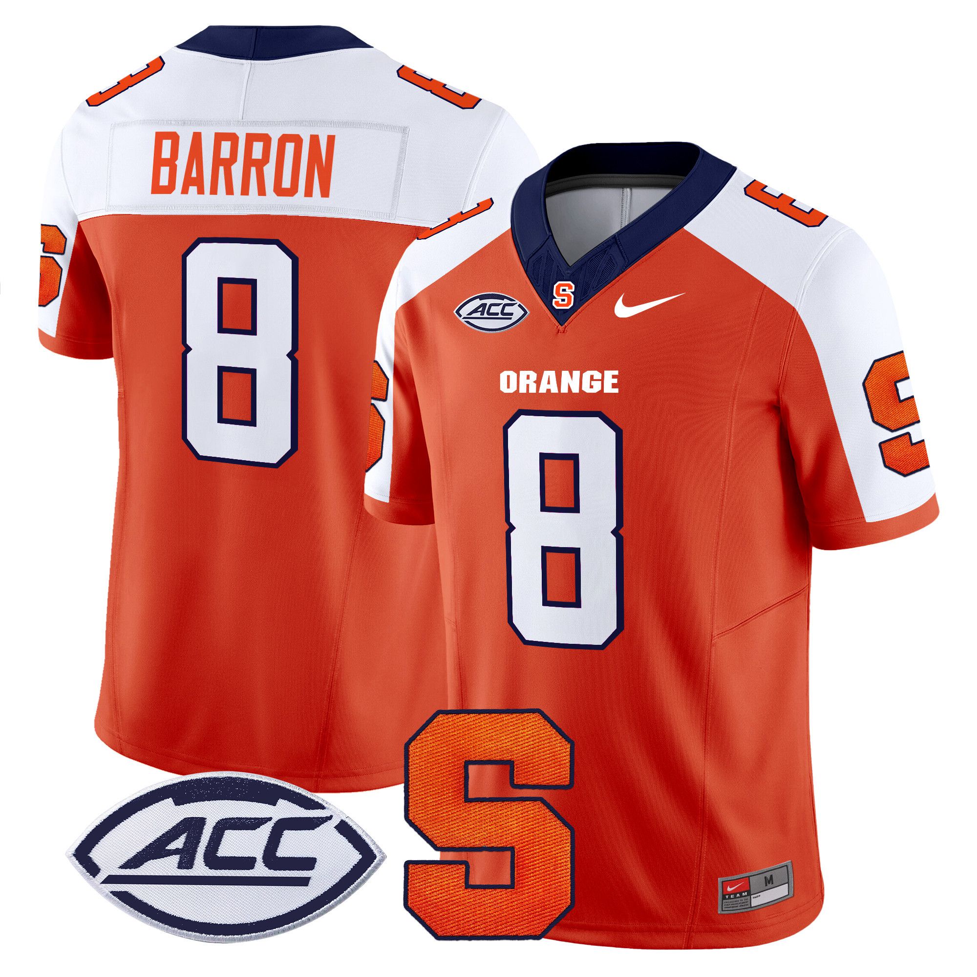 Men Syracuse Orange #8 Barron Orange Nike 2024 Vapor Limited NCAA Jersey->ncaa teams->NCAA Jersey